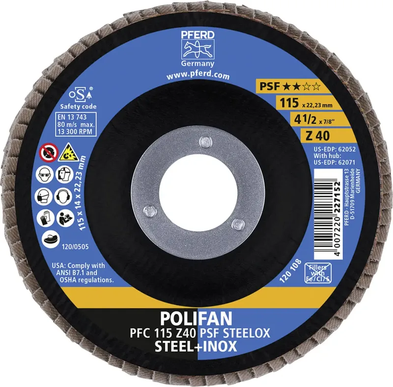 TOOLS 67764115 Z Psf Steelox Fächerschleifscheibe Durchmesser 115 mm Bohrungs-Ø 22.23 mm Körnung (num) 40 10 St. von PFERD – Produktbild 2 von 2
