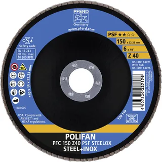 TOOLS 67764150 Z Psf Steelox Fächerschleifscheibe Durchmesser 150 mm Bohrungs-Ø 22.23 mm Körnung (num) 40 10 St. de PFERD – image du produit 2 sur 2