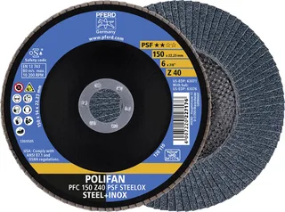 TOOLS 67764150 Z Psf Steelox Fächerschleifscheibe Durchmesser 150 mm Bohrungs-Ø 22.23 mm Körnung (num) 40 10 St. de PFERD – image du produit 1 sur 2