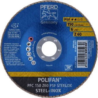 TOOLS 67766150 PFC 150 Z 60 PSF STEELOX Fächerschleifscheibe Durchmesser 150 mm Bohrungs-Ø 22.23 mm Körnung (num) 60 Edelstahl, Stahl 10 St. de PFERD – image du produit 2 sur 2