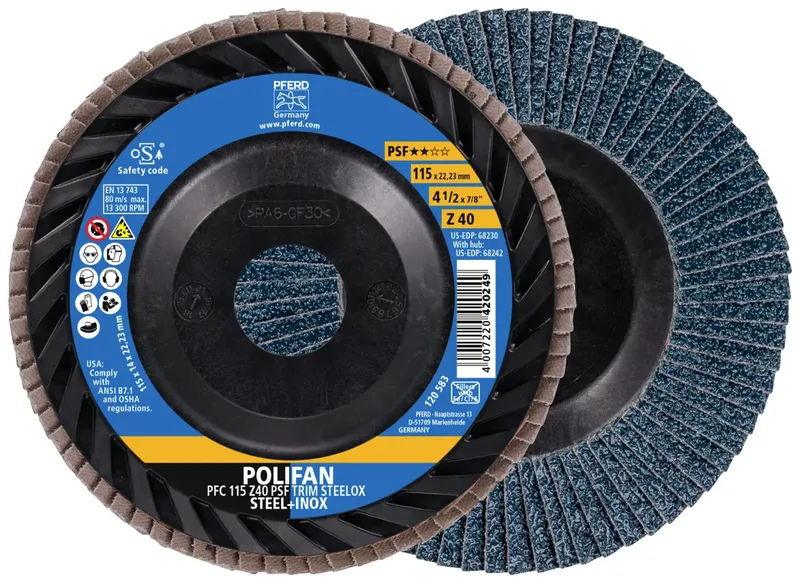 TOOLS 67771114 Fächerschleifscheibe Durchmesser 115 mm Körnung (num)=40 10 St. fra PFERD – produktbillede 1 af 3