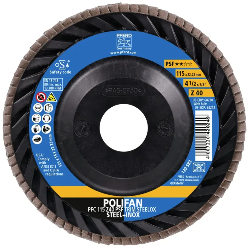 TOOLS 67771114 Fächerschleifscheibe Durchmesser 115 mm Körnung (num)=40 10 St. fra PFERD – produktbillede 3 af 3