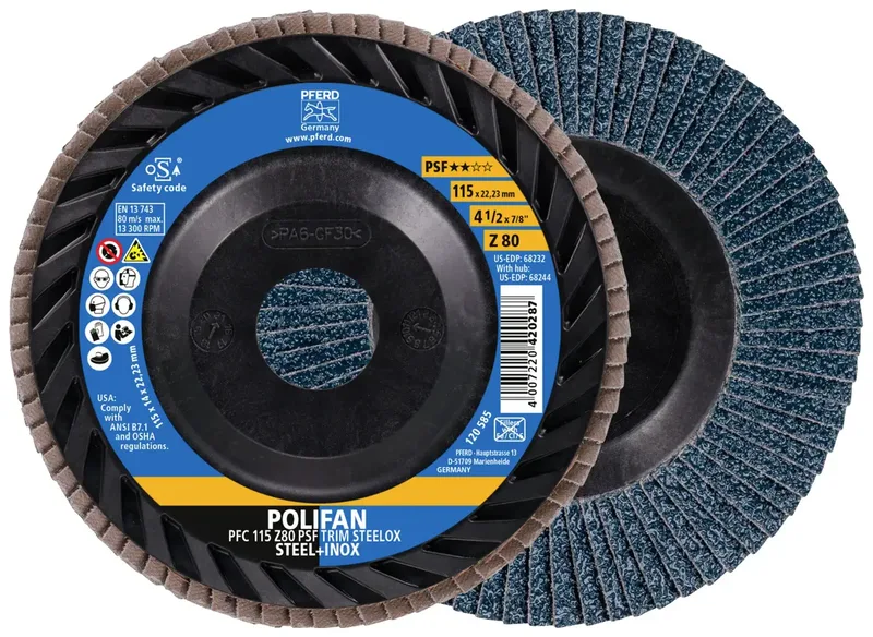 TOOLS 67771118 Fächerschleifscheibe Durchmesser 115 mm Körnung (num)=80 10 St. von PFERD – Produktbild 1 von 3