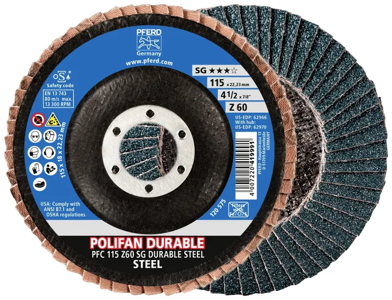 TOOLS 67782116 Fächerschleifscheibe Durchmesser 115 mm Körnung (num)=60 10 St. de PFERD – image du produit 1 sur 3