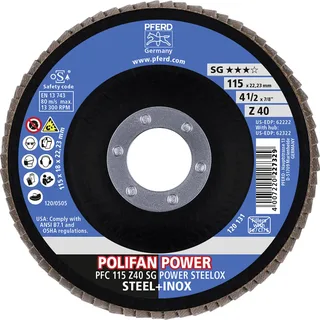 TOOLS 67784115 Z Sg Power Steelox Fächerschleifscheibe Durchmesser 115 mm Bohrungs-Ø 22.23 mm Körnung (num) 40 10 St. von PFERD – Produktbild 3 von 3