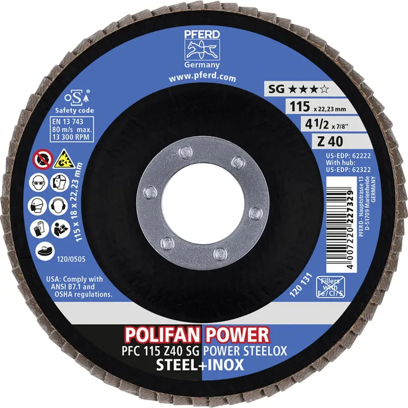 TOOLS 67784115 Z Sg Power Steelox Fächerschleifscheibe Durchmesser 115 mm Bohrungs-Ø 22.23 mm Körnung (num) 40 10 St. von PFERD – Produktbild 3 von 3