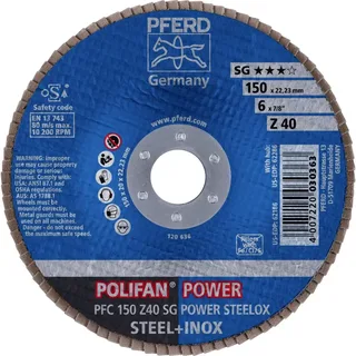 TOOLS 67784150 PFC 150 Z 40 SG POWER STEELOX Fächerschleifscheibe Durchmesser 150 mm Bohrungs-Ø 22.23 mm Körnung (num) 40 Edelstahl, Stahl 10 St. von PFERD – Produktbild 2 von 2