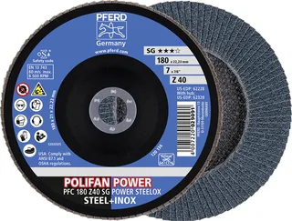 TOOLS 67784185 Z Sg Power Steelox Fächerschleifscheibe Durchmesser 180 mm Bohrungs-Ø 22.23 mm Körnung (num) 40 10 St. de PFERD – image du produit 1 sur 3