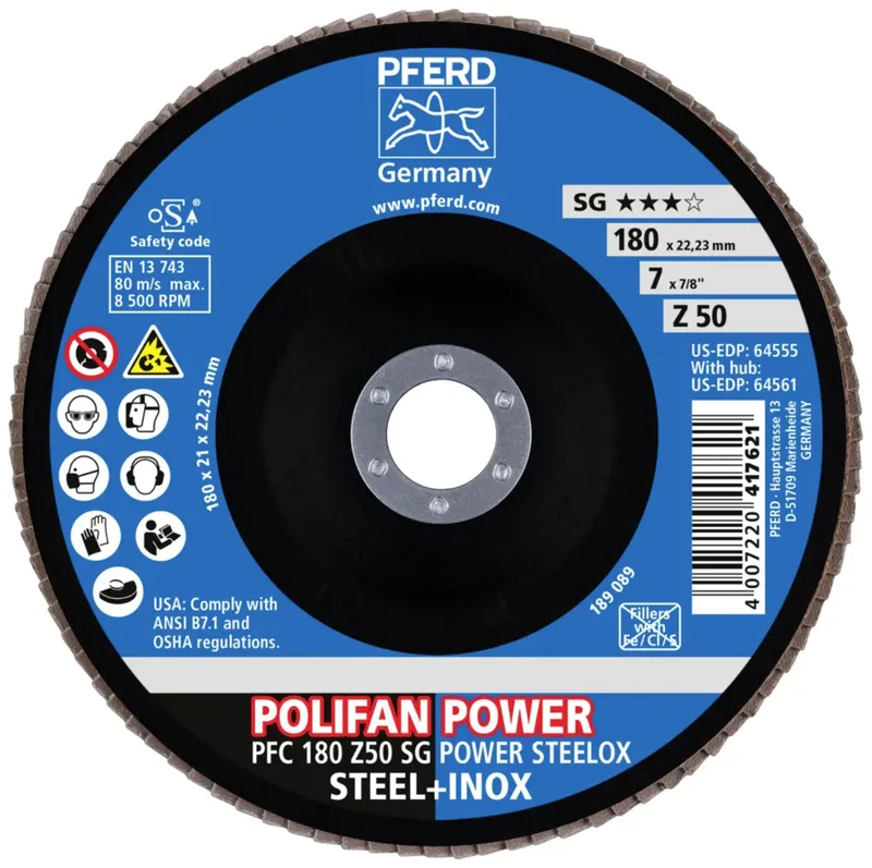 TOOLS 67785186 Fächerschleifscheibe Durchmesser 180 mm Körnung (num)=50 10 St. fra PFERD – produktbillede 3 af 3