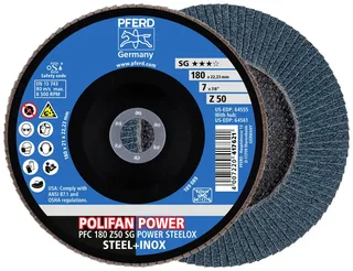 TOOLS 67785186 Fächerschleifscheibe Durchmesser 180 mm Körnung (num)=50 10 St. fra PFERD – produktbillede 1 af 3