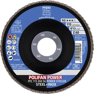 TOOLS 67786115 Z Sg Power Steelox Fächerschleifscheibe Durchmesser 115 mm Bohrungs-Ø 22.23 mm Körnung (num) 60 10 St. de PFERD – image du produit 3 sur 3