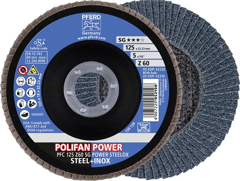 TOOLS 67786125 Z Sg Power Steelox Fächerschleifscheibe Durchmesser 125 mm Bohrungs-Ø 22.23 mm Körnung (num) 60 10 St. von PFERD – Produktbild