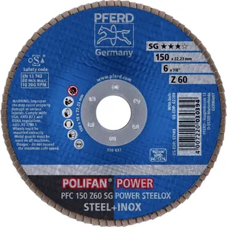 TOOLS 67786150 PFC 150 Z 60 SG POWER STEELOX Fächerschleifscheibe Durchmesser 150 mm Bohrungs-Ø 22.23 mm Körnung (num) 60 Edelstahl, Stahl 10 St. de PFERD – image du produit 2 sur 2