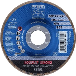 TOOLS 67788015 PFC 115 Z 36 SGP STRONG STEEL Fächerschleifscheibe Durchmesser 115 mm Bohrungs-Ø 22.23 mm Körnung (num) 36 Stahl 10 St. fra PFERD – produktbillede 2 af 2
