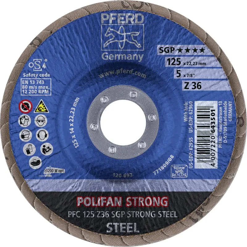 TOOLS 67788025 Z Sgp Strong Steel Fächerschleifscheibe Durchmesser 125 mm Körnung (num) 36 10 St. de PFERD – image du produit 3 sur 3