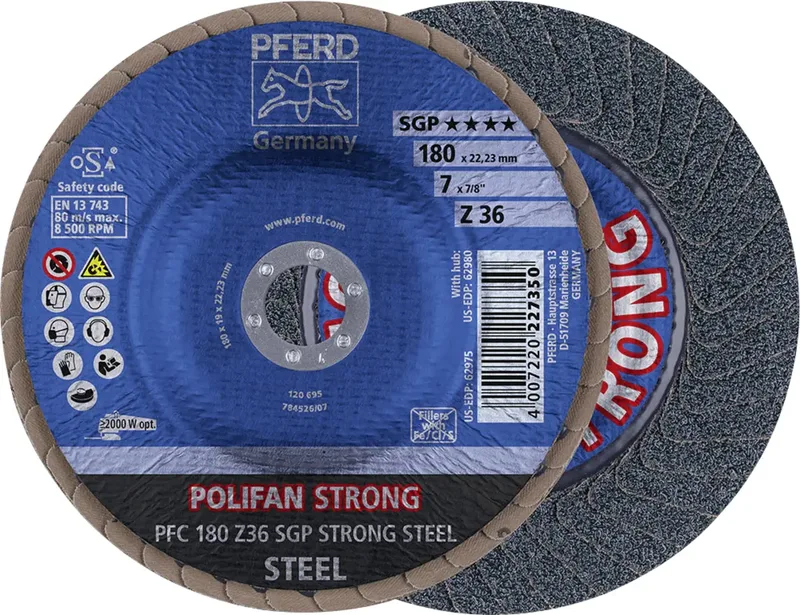 TOOLS 67788080 Z Sgp Strong Steel Fächerschleifscheibe Durchmesser 180 mm Körnung (num) 36 10 St. de PFERD – image du produit 1 sur 3