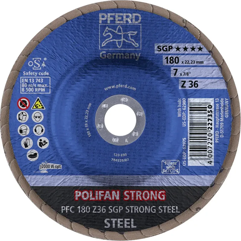 TOOLS 67788080 Z Sgp Strong Steel Fächerschleifscheibe Durchmesser 180 mm Körnung (num) 36 10 St. de PFERD – image du produit 3 sur 3