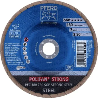 TOOLS 67788180 PFC 180 Z 50 SGP STRONG STEEL Fächerschleifscheibe Durchmesser 180 mm Bohrungs-Ø 22.23 mm Körnung (num) 50 Stahl 10 St. von PFERD – Produktbild 2 von 2
