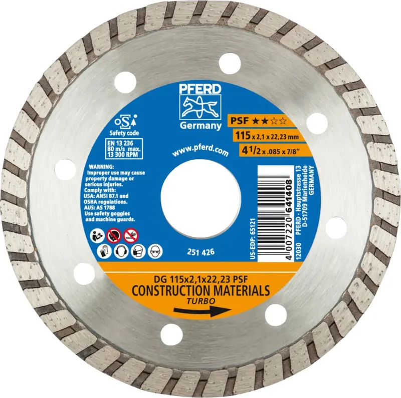 TOOLS 68011222 Dg Psf Diamanttrennscheibe Durchmesser 115 mm Bohrungs-Ø 22.23 mm 1 St. de PFERD – image du produit 1 sur 2