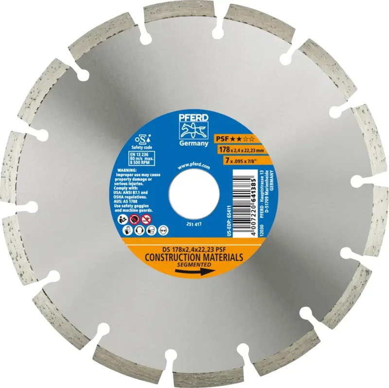 TOOLS 68017221 Ds Psf Diamanttrennscheibe Durchmesser 178 mm Bohrungs-Ø 22.23 mm 1 St. von PFERD – Produktbild