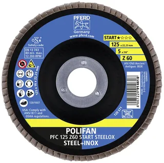 TOOLS 69300935 PFC 125 Z 60 START STEELOX Fächerschleifscheibe Durchmesser 125 mm Bohrungs-Ø 22.23 mm Körnung (num) 60 10 St. fra PFERD – produktbillede 1 af 3