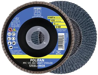 TOOLS 69300935 PFC 125 Z 60 START STEELOX Fächerschleifscheibe Durchmesser 125 mm Bohrungs-Ø 22.23 mm Körnung (num) 60 10 St. fra PFERD – produktbillede 3 af 3