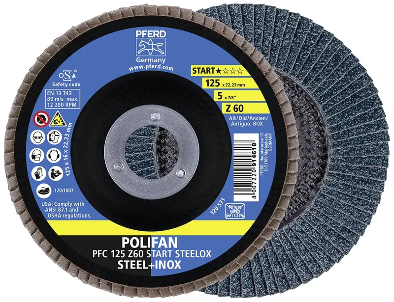 TOOLS 69300935 PFC 125 Z 60 START STEELOX Fächerschleifscheibe Durchmesser 125 mm Bohrungs-Ø 22.23 mm Körnung (num) 60 10 St. fra PFERD – produktbillede 3 af 3