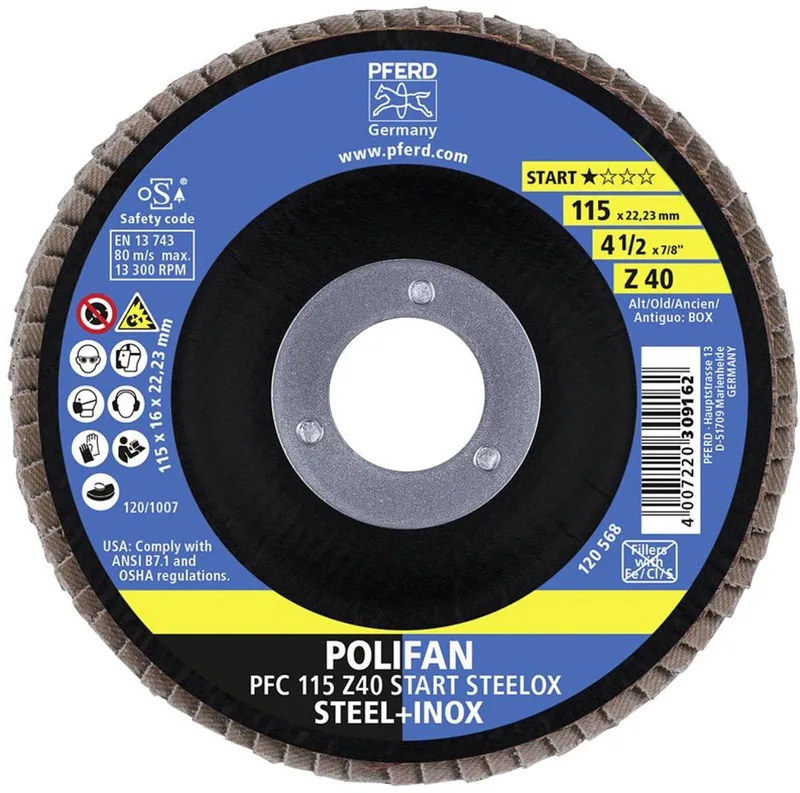 TOOLS 69300936 PFC 115 Z 40 START STEELOX Lamellenschijf Diameter 115 mm Boordiameter 22.23 mm Korrelgrootte (num von PFERD – Produktbild