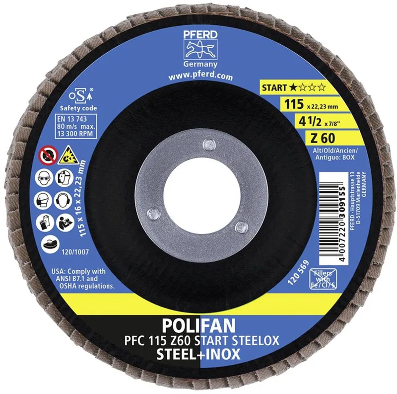 TOOLS 69300937 PFC 115 Z 60 START STEELOX Lamellenschijf Diameter 115 mm Boordiameter 22.23 mm Korrelgrootte (num de PFERD – image du produit