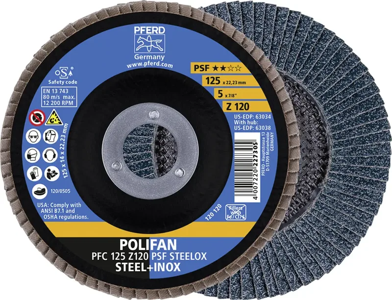 TOOLS 69398195 PFC 125 Z 120 PSF STEELOX Fächerschleifscheibe Durchmesser 125 mm Körnung (num) 120 5 St. von PFERD – Produktbild