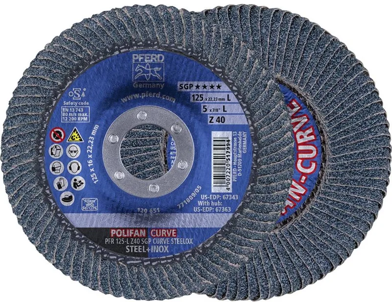 TOOLS 69398196 PFR 125-L Z 40 SGP CURVE STEELOX Lamellenschijf Diameter 125 mm Korrelgrootte (num) 40 2 stuk(s) van PFERD – productafbeelding