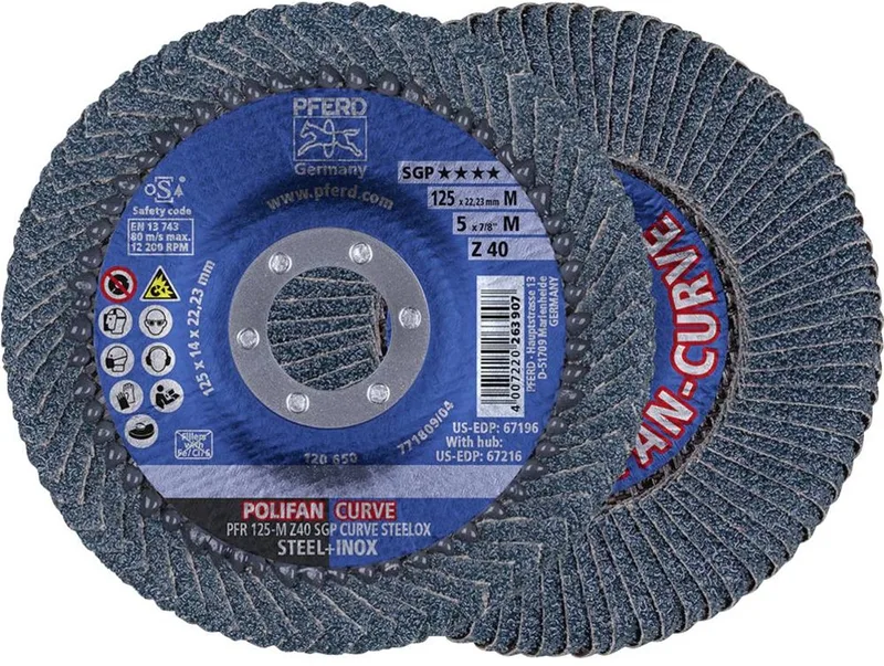 TOOLS 69398197 PFR 125-M Z 40 SGP CURVE STEELOX Lamellenschijf Diameter 125 mm Boordiameter 22.23 mm Korrelgroott de PFERD – image du produit