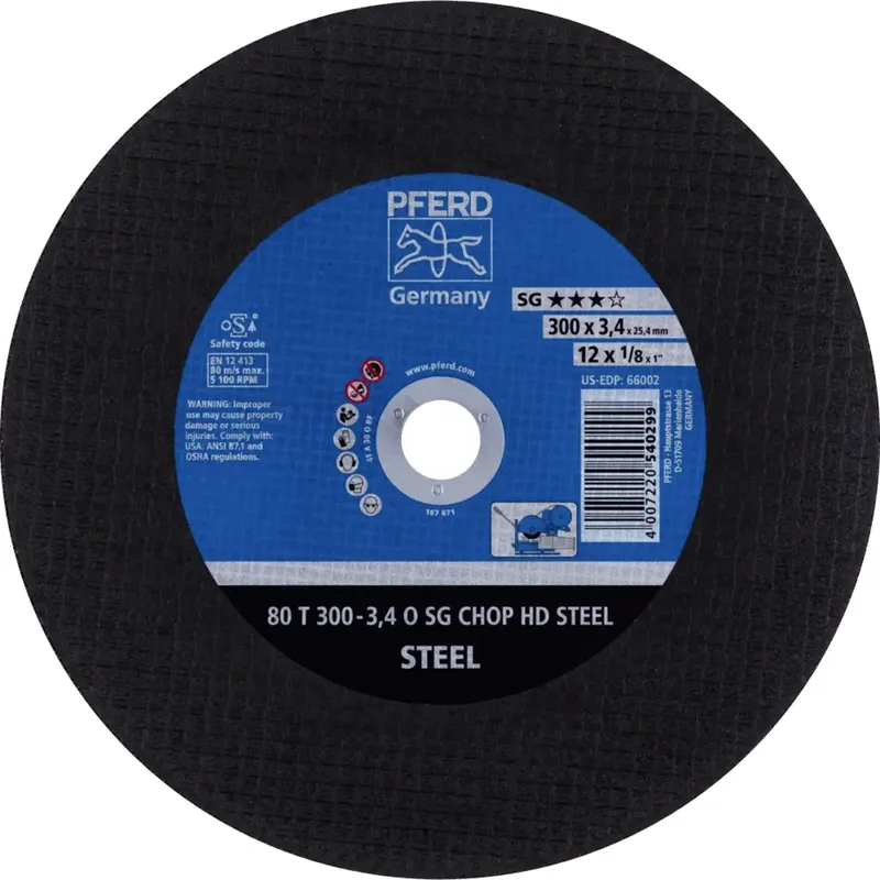 TOOLS 80 T 300-3,4 O SG CHOP HD STEEL/25,4 66323013 Trennscheibe gerade 300 mm 20 St. Vergütungsstahl, Stahl de PFERD – image du produit 1 sur 2