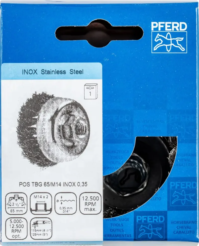 Topfbürste gezopft TBG Ø 65 mm M14 Edelstahl-Draht-Ø 0,35 mm Winkelschleifer (1) de PFERD – image du produit 3 sur 3