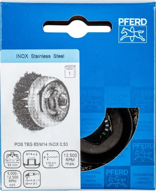 Topfbürste gezopft TBG Ø 65 mm M14 Edelstahl-Draht-Ø 0,50mm Winkelschleifer (1) de PFERD – image du produit 3 sur 3