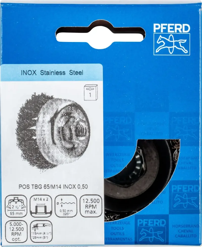 Topfbürste gezopft TBG Ø 65 mm M14 Edelstahl-Draht-Ø 0,50mm Winkelschleifer (1) de PFERD – image du produit 3 sur 3