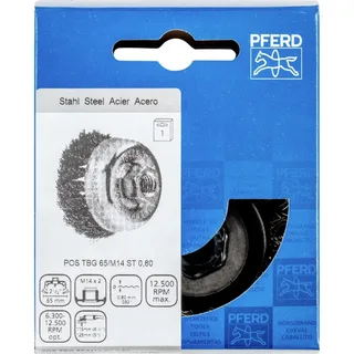 Topfbürste gezopft TBG Ø 65 mm M14 Stahl-Draht-Ø 0,80mm Winkelschleifer by PFERD – product image 2 of 2