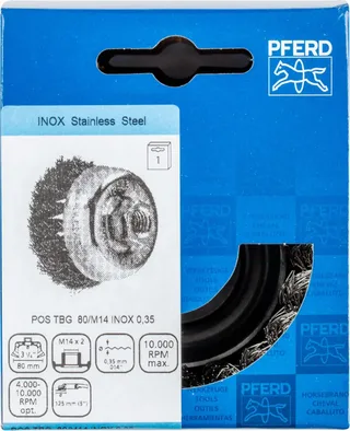 Topfbürste gezopft TBG Ø 80mm M14 Edelstahl-Draht-Ø 0,35 mm Winkelschleifer (1) de PFERD – image du produit 3 sur 3