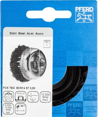 Topfbürste gezopft TBG Ø 80mm M14 Stahl-Draht-Ø 0,50mm Winkelschleifer (1) von PFERD – Produktbild 3 von 3