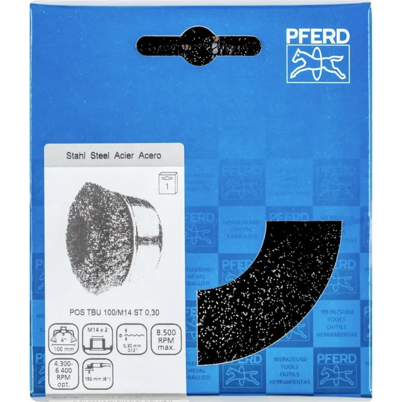 Topfbürste ungezopft TBU Ø100mm M14 Stahl-Draht-Ø0,30 Winkelschleifer by PFERD – product image 2 of 2