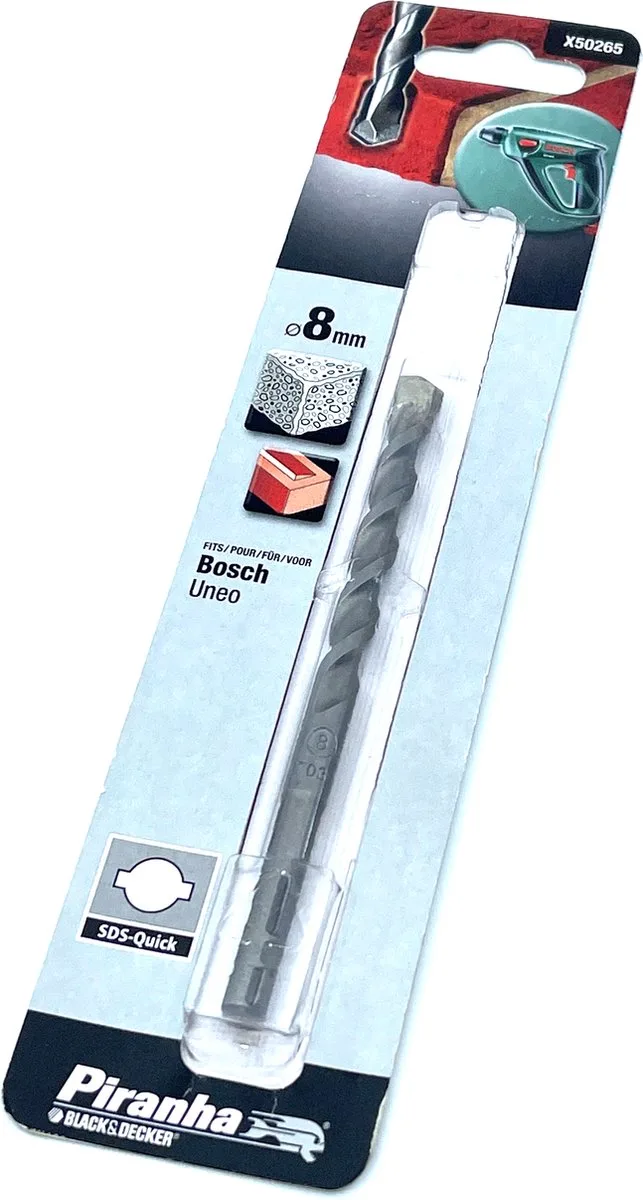 betonboor - Ø 8 mm x 120 mm - Bosch Uneo - SDS Quick - X50265 van Piranha – productafbeelding