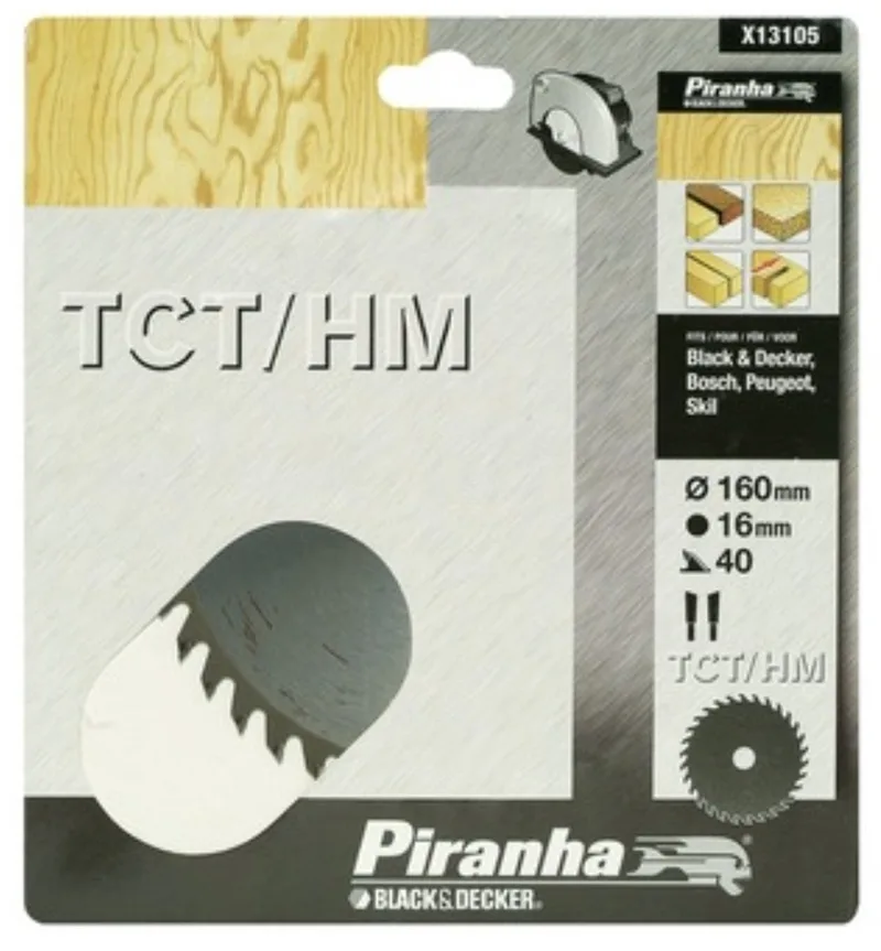 Cirkelzaagblad TCT/HM, 160 x 16mm 40 tanden X13105 van Piranha – productafbeelding