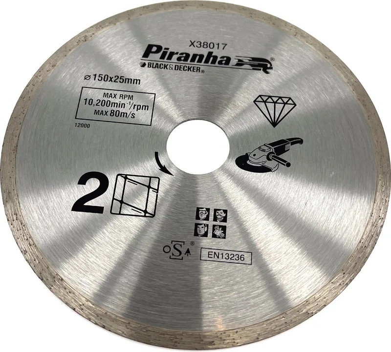 diamantzaagblad - Ø 150 mm - Asgat Ø 25 mm - Voor tegels, glas en keramiek - X38017 de Piranha – image du produit