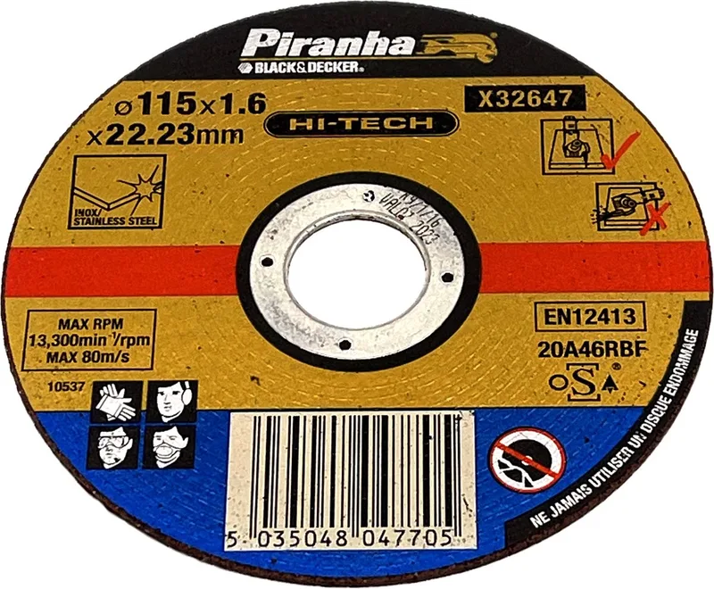 doorslijpschijf - Ø 115 mm x 1.6 mm - Asgat 22.23 mm - voor roestvrij staal - X32647 van Piranha – productafbeelding