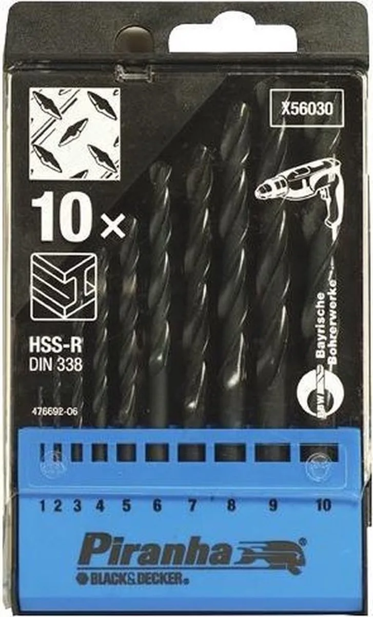 HSS metaalboren cassette, 10 stuks 1 - 10mm X56030 by Piranha – product image