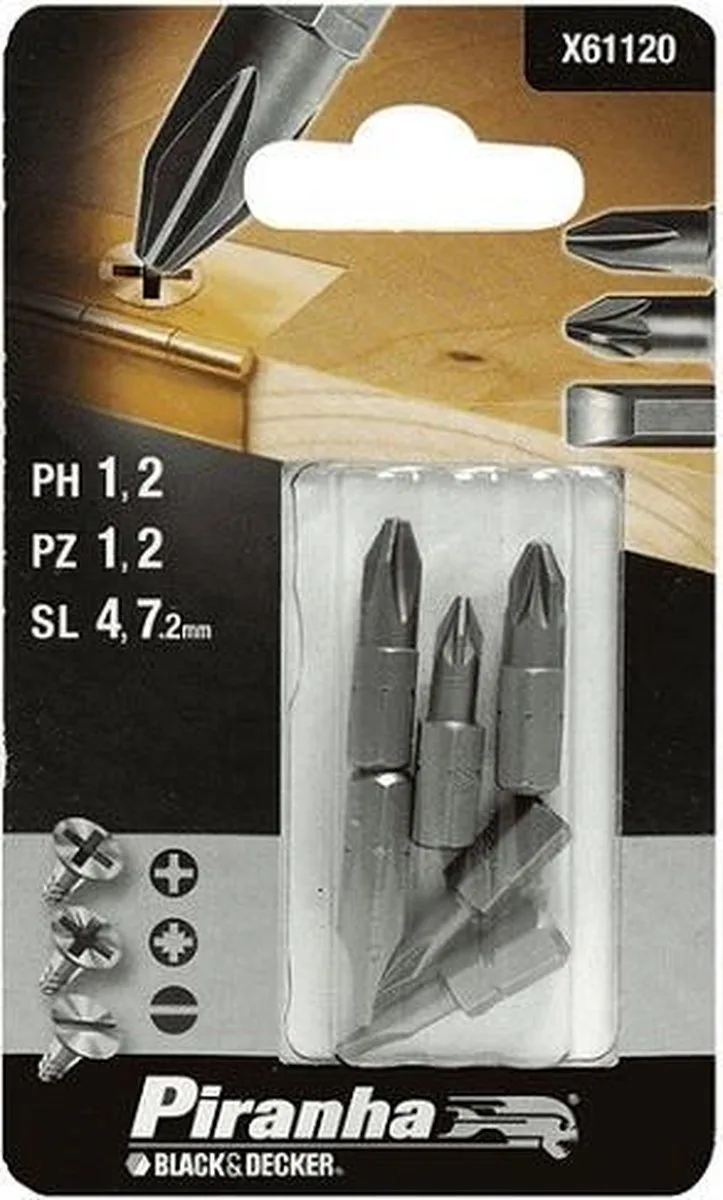 schroefbitset X61120-QZ PZ/PH/SL (6 stuks) 25mm de Piranha – image du produit