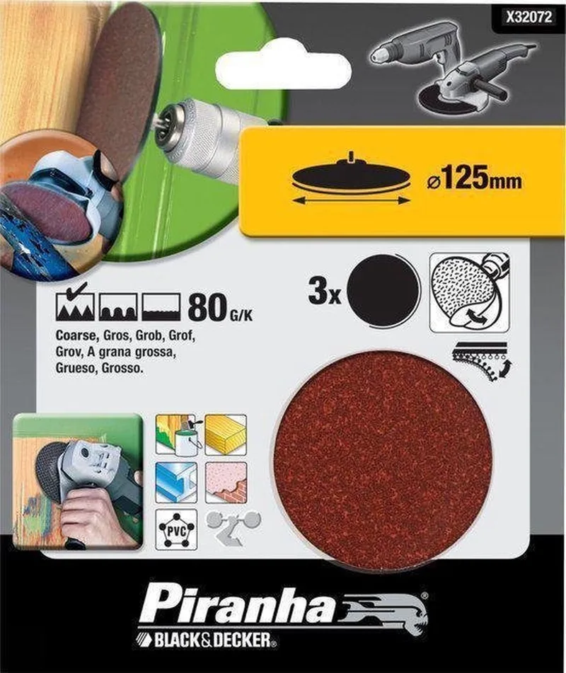 Schuurschijf 125 mm zelfhechtend 80K 3stuks X32072 by Piranha – product image