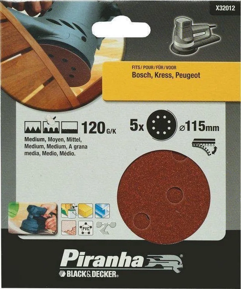 Schuurschijf excentrische schuurmachine 115mm, 120K 5 stuks X32012 von Piranha – Produktbild