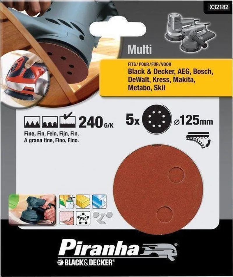 Schuurschijf excentrische schuurmachine 125mm, 240K 5 stuks X32182 von Piranha – Produktbild