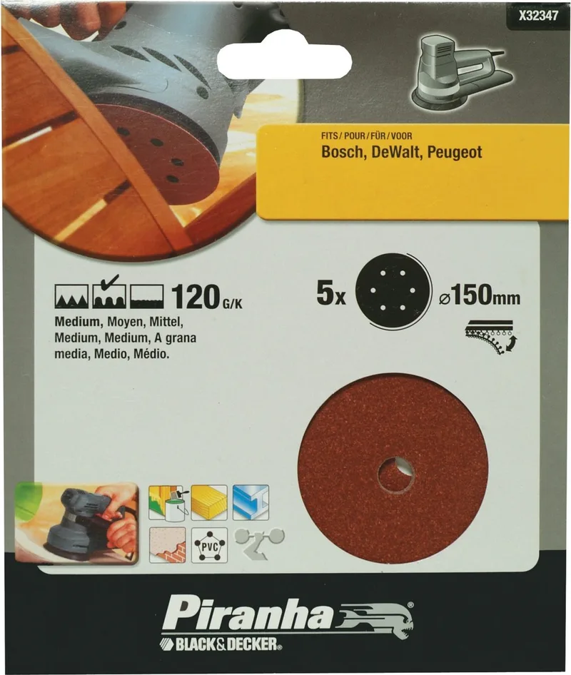 schuurschijf X32342-XJ - Korrel 120 - Ø150 mm (5 stuks) fra Piranha – produktbillede